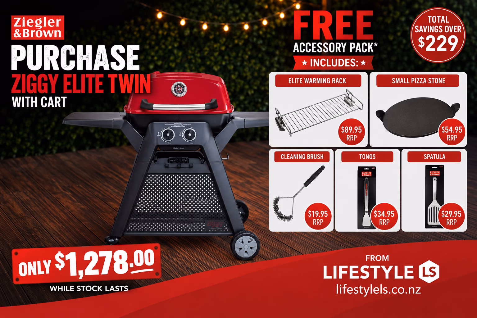 Elite Ziggy Twin Grill & Cart - Image 2