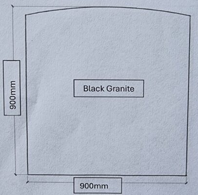 Black Granite Wall Hearth 900Wx900D