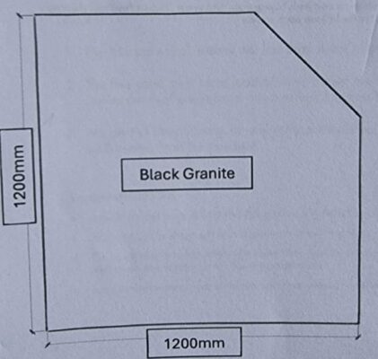 Black Granite Corner Hearth 1200Wx1200W