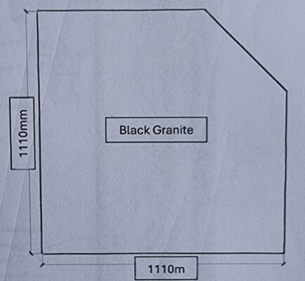 Black Granite Corner Hearth 1110Wx1110W