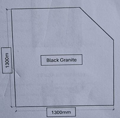 Black Granite Corner Hearth 1300Wx1300W