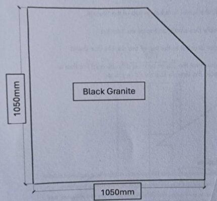 Black Granite Corner Hearth 1050Wx1050W